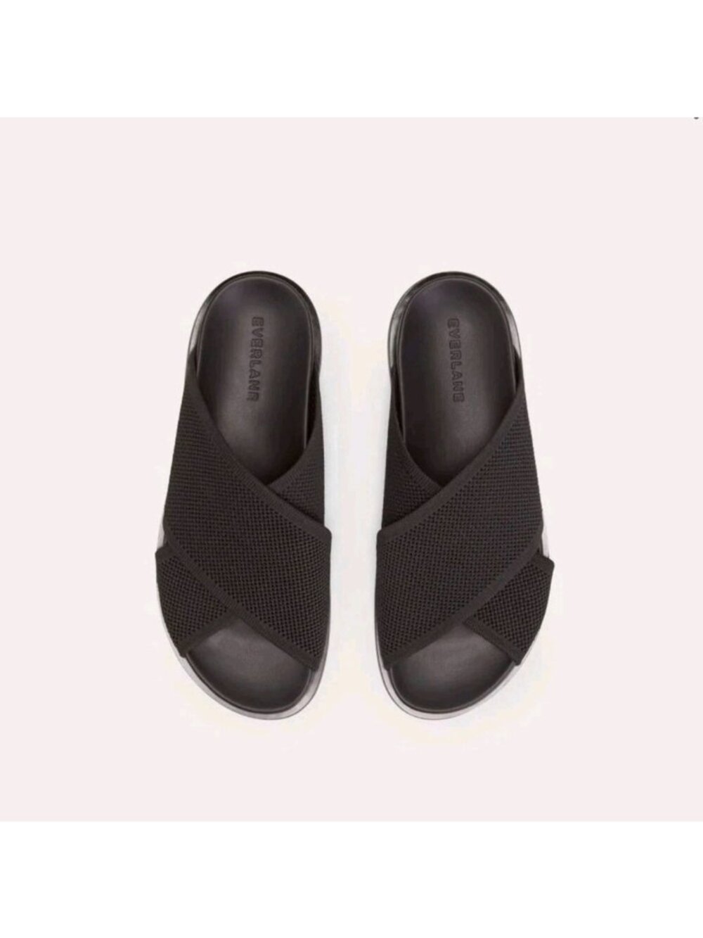 Everlane Womens 9 The ReKnit Sandal Mule Black Knit Slip On Flat Crossover Slide